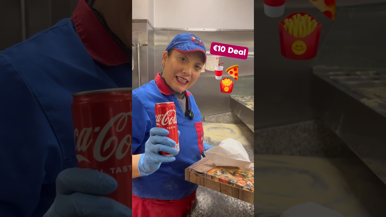 €10 Deal! 🍕+🥤+🍟 only available at Macari’s Ratoath. 9” pizza with any can & chips.