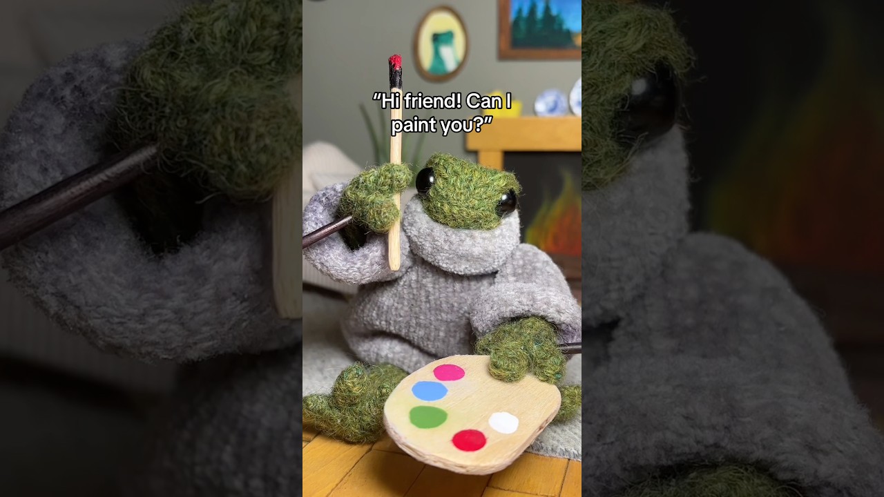 Mr.Frog paints YOU for Christmas! 🥹🎄🎁 #asmr #artist #painting #christmas #portrait
