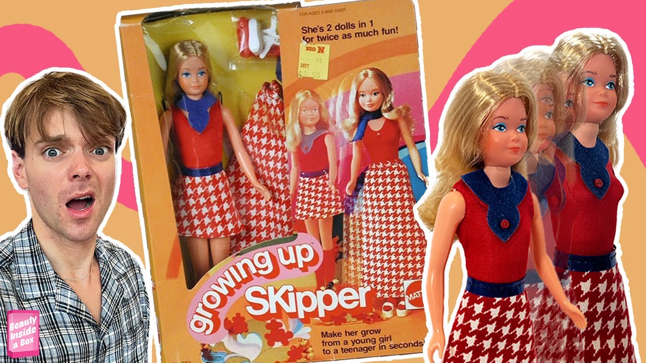 GROWING UP SKIPPER with growing BOOBS… Unboxing the controversial 1975 Barbie doll!