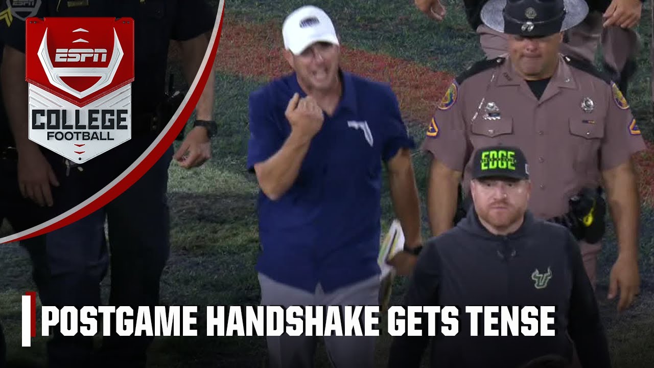 Postgame handshake after USF vs. FAU gets a bit heated 👀 | ESPN College Football