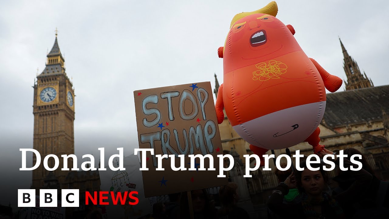 Thousands protest Donald Trump's UK state visit in London | BBC News