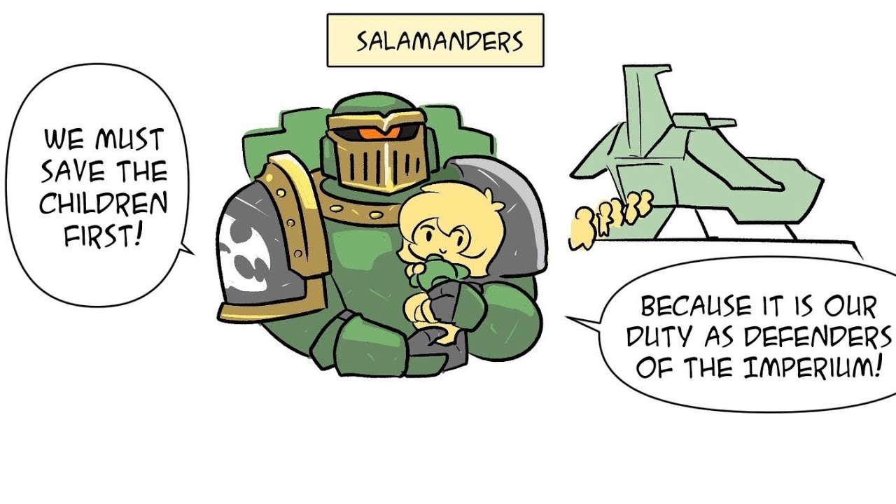 Saving Children: Salamanders, Iron Hands, and World Eaters by @Mick19988 | Warhammer 40K Meme Dub