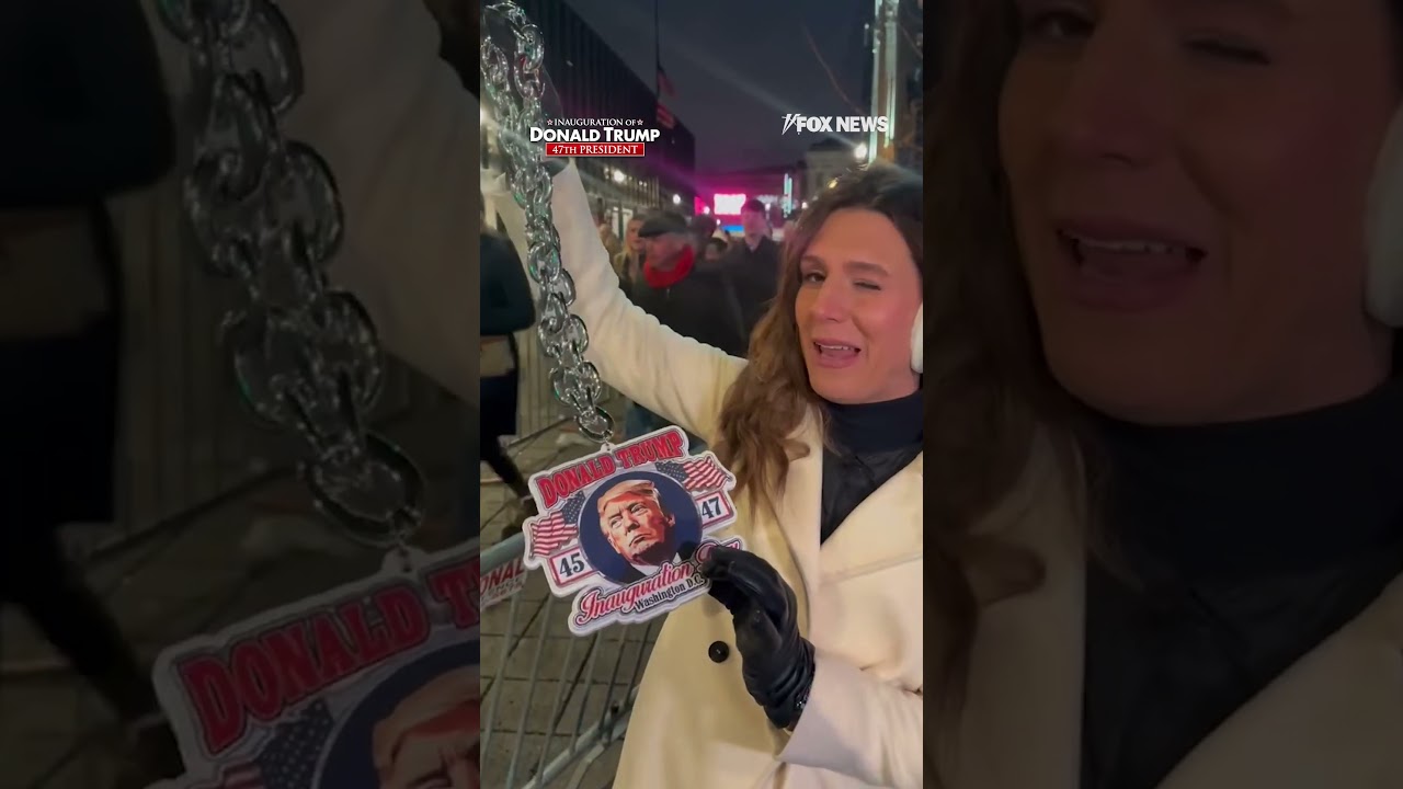 Alexis McAdams shows off Trump merchandise outside MAGA rally