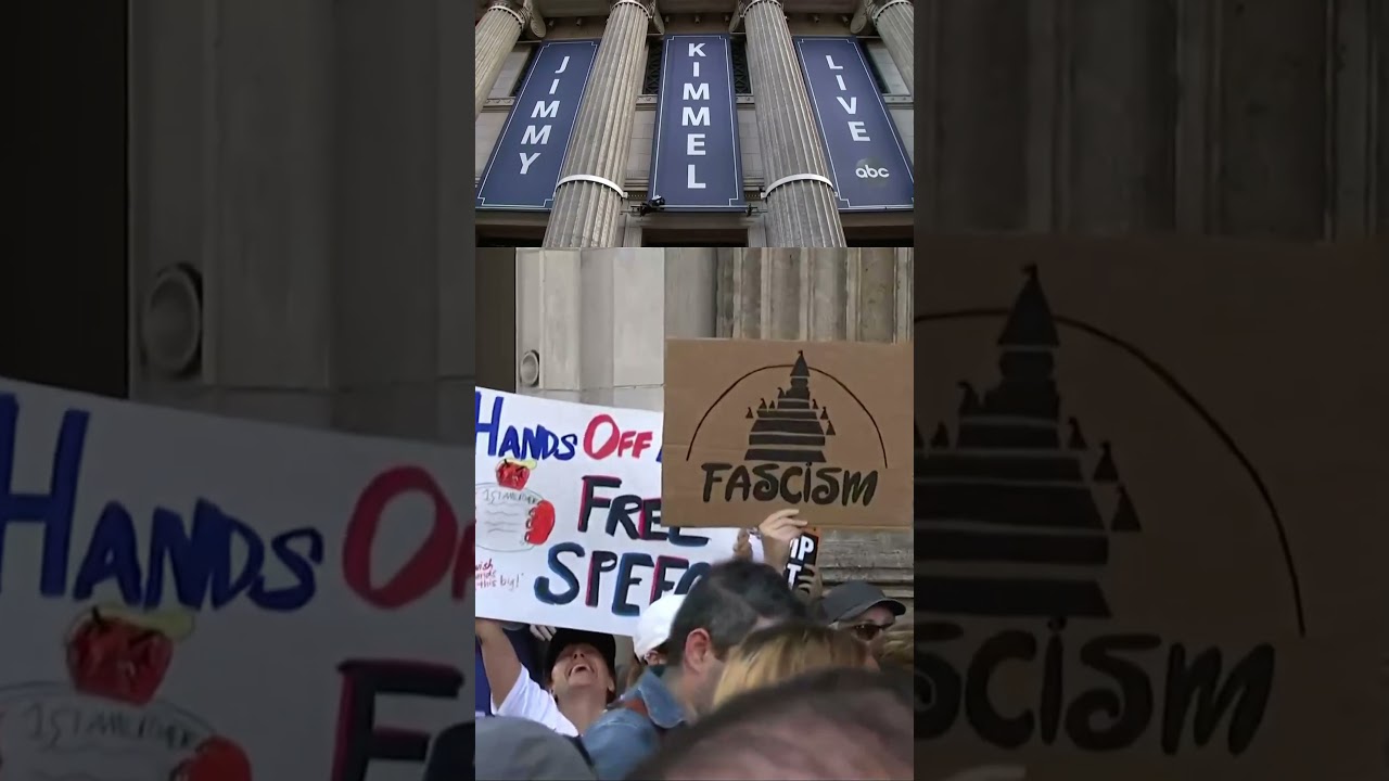 Jimmy Kimmel fans rally outside studio after show suspension #shorts